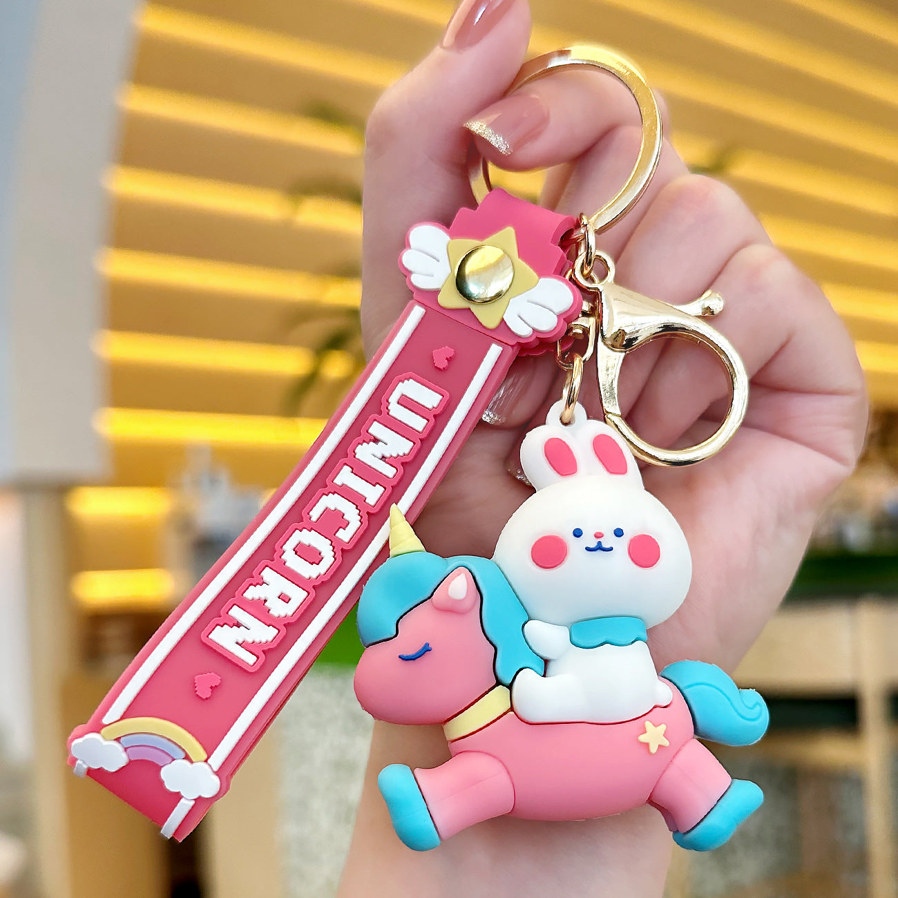 Wholesale Epoxy Pegasus Bunny Car Keychain